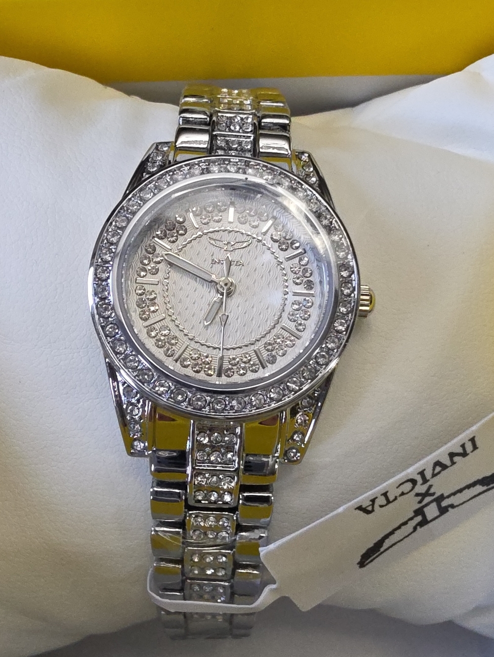 Invicta Wildflower Silver Tone Crystal Accent Women's Bracelet Watch 32mm